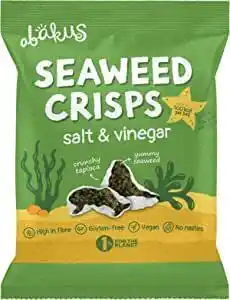 Amazon Abakus zeewier crisps - zout en azjin 12 x 18g, zeewier snacks, nori snacks, veganistisch, glutenvrij, gezonde snack, bron va aanbieding