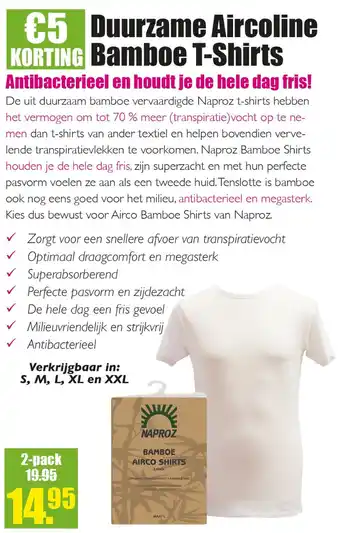 Gezond & Wel Duurzame Aircoline Bamboe T-Shirts aanbieding