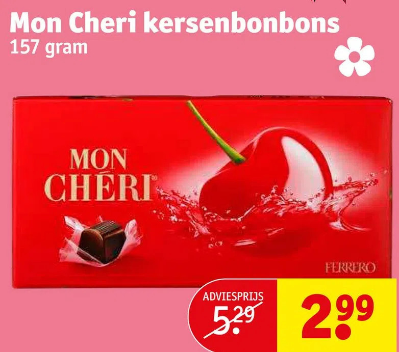 Mon cheri kersenbonbons aanbieding bij Kruidvat