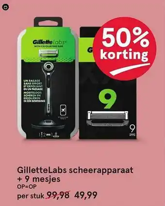 Etos Gillettelabs scheerapparaat + 9 mesjes aanbieding