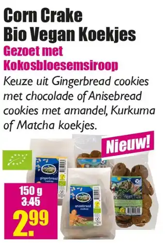 Gezond & Wel Corn Crake Bio Vegan Koekjes 150g aanbieding