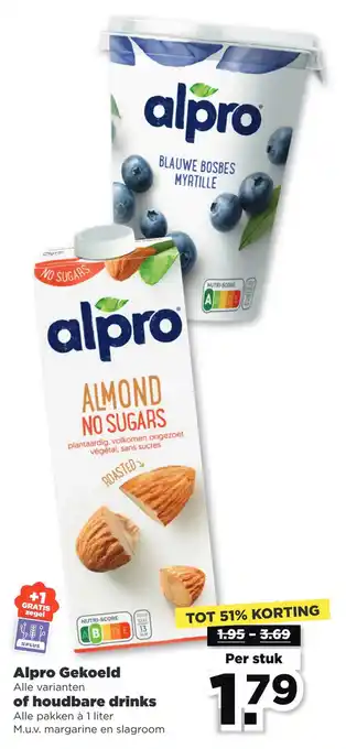 PLUS Alpro gekoeld of houdbare drinks aanbieding