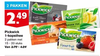 Hoogvliet Pickwick 1-kopsthee 15-20 stuks aanbieding