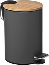 Bol.com Prullenbak/pedaalemmer donkergrijs metaal 3 liter - 17 x 24 cm - voor badkamer en toilet aanbieding