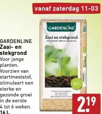 ALDI Gardenline zaai- en stekgrond voor jonge planten. voorzien van startmeststof, stimuleert een sterke en gezonde groei in de ee aanbieding