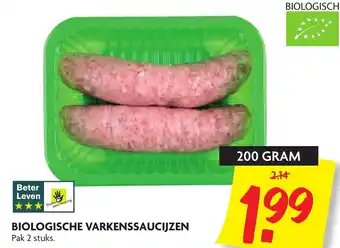 Dekamarkt Biologische varkenssaucijzen 200g aanbieding