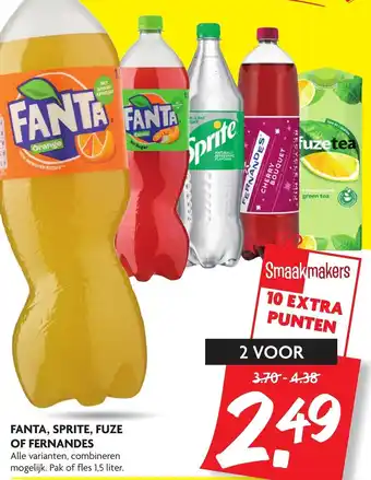 Dekamarkt Fanta, sprite, fuze of fernandes 1.5 liter aanbieding