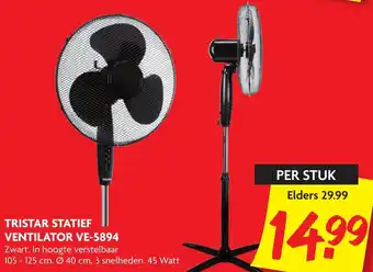 Dekamarkt Tristar statief ventilator VE-5894 aanbieding