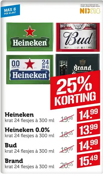 Coop Heineken, heineken 0.0%, bud, brand aanbieding