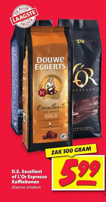 Nettorama D.e. excellent of l'or espresso koffiebonen aanbieding