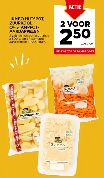 Jumbo Jumbo hutspot, zuurkool of stamppot-aardappelen 1000g aanbieding