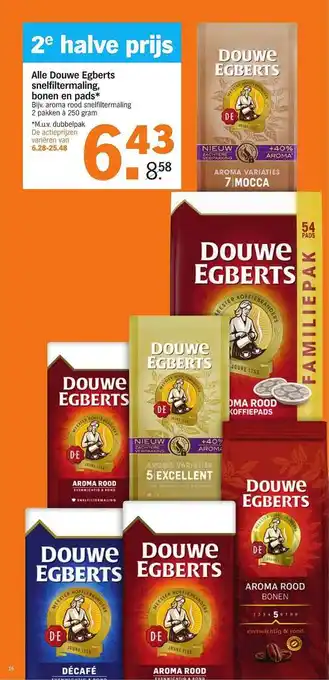 Albert Heijn Alle douwe egberts snelfiltermaling, bonen en pads aanbieding