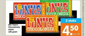 Albert Heijn Alle tony's chocolonely repen 180 gram aanbieding