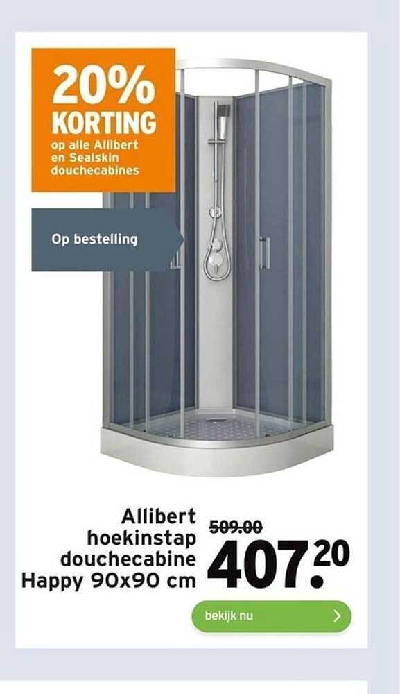 Allibert hoekinstap douchecabine happy 90x90 cm aanbieding bij GAMMA
