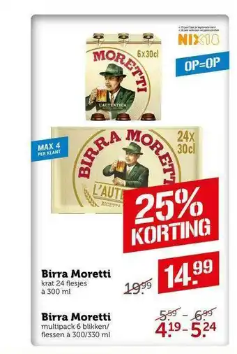 CoopCompact Birra Moretti 25% Korting 300ml aanbieding