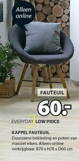 Jysk Kappel fauteuil aanbieding