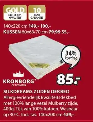 Jysk Silkdreams zijden dekbed aanbieding