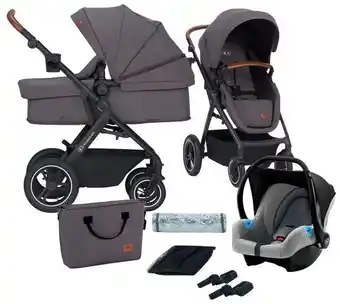 MamaLoes Babysjop Kinderkraft b-tour ash grey 3-in-1 combi kinderwagen incl. autostoel ksbtou00dgr3000 aanbieding