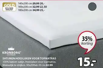 Jysk Satijnen hoeslaken voor topmatras aanbieding