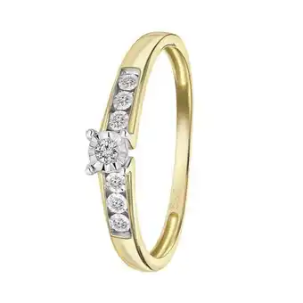 Lucardi Diamond luxury 14 karaat geelgouden ring met 7 diamanten 0,05ct aanbieding