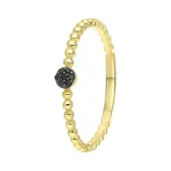 Lucardi Diamond luxury 14k geelgouden ring 7 zwarte diamanten 0,025ct bol aanbieding