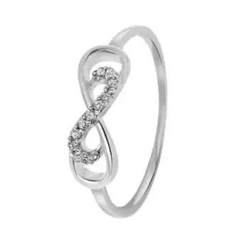 Lucardi Diamond luxury 14 karaat witgouden ring infinity diamant 0.06ct aanbieding