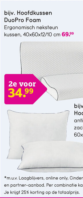 Leen Bakker Hoofdkussen duopro foam aanbieding