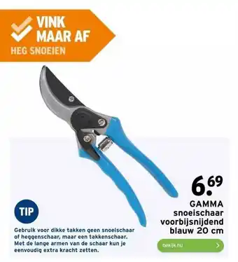 GAMMA Gamma snoeischaar voorbijsnijdend blauw 20 cm aanbieding