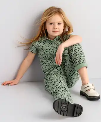 terStal Meisjes groene jumpsuit stippendessin groen in maat aanbieding