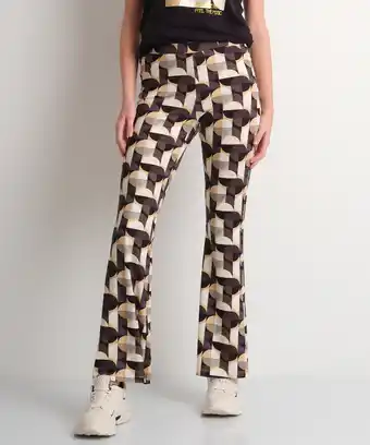 terStal Dames zachte flared broek met print zwart in maat aanbieding