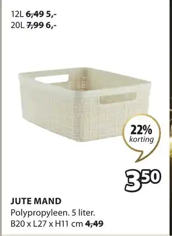 Jysk Jute Mand B20 x L27 x H11cm aanbieding