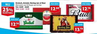 Hoogvliet Grolsch, amstel, hertog jan of bud aanbieding