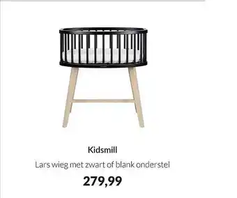 Babypark Kidsmill lars wieg met zwart of blank onderstel aanbieding