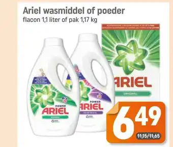 Dagwinkel Ariel Wasmiddel Of Poeder Flacon 1,1 Liter Of Pak 1,17 Kg aanbieding