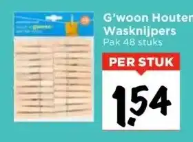 Vomar Voordeelmarkt G'woon houten wasknijpers aanbieding