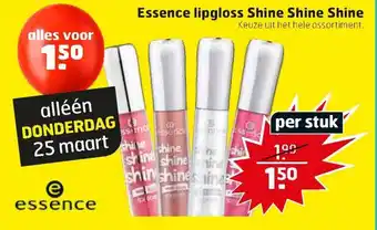 Trekpleister Essence Lipgloss Shine Shine Shine aanbieding