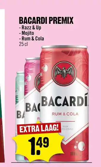 Dirck 3 Bacardi Premix 25 cl aanbieding