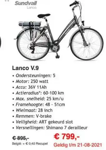 Van Cranenbroek Sundvall Lanco V.9 Fiets aanbieding