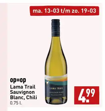 ALDI Lama Trail Sauvignon Blanc, Chili 0.75 l aanbieding