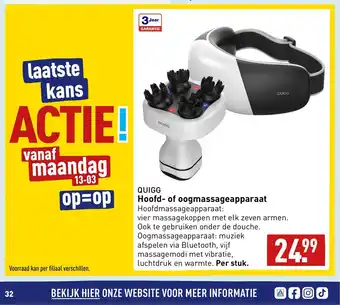 ALDI Quigg hoofd- of oogmassageapparaat aanbieding