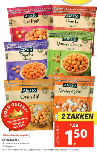 Lidl Borrelnoten 250 g aanbieding