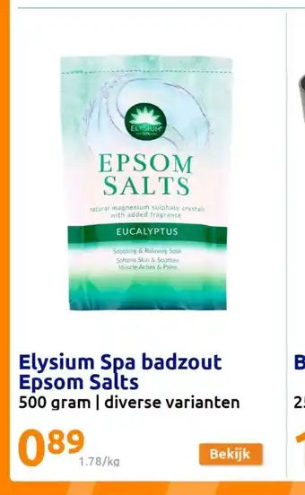 Action Elysium Spa badzout Epsom Salts 500 gram aanbieding