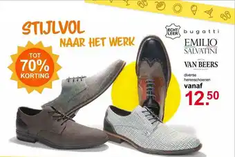 Scapino Echt Leer, Bugatti, Emilio Salvatini Of Van Beers Diverse Herenschoenen Tot 70% Korting aanbieding