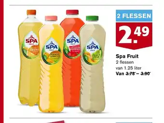 Hoogvliet Spa Fruit 2 flessen van 1.25 liter aanbieding