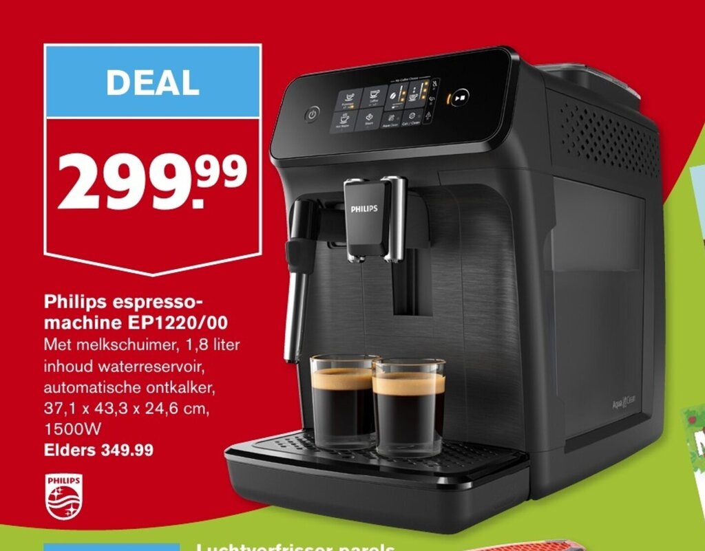 Philips espressomachine EP1220/00 aanbieding bij Hoogvliet