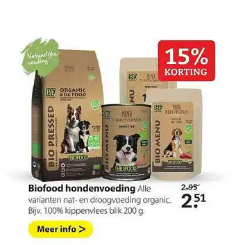 Boerenbond Biofood Hondenvoeding 15% Korting aanbieding