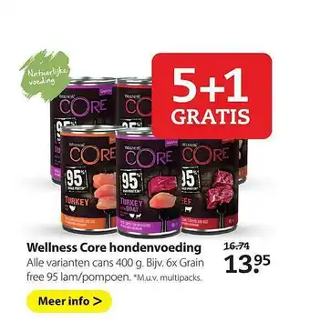 Boerenbond Wellness Core Hondenvoeding 5+1 Gratis aanbieding