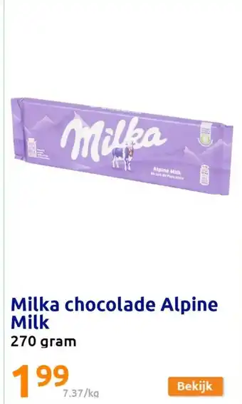 Action Milka chocolade alpine milk aanbieding