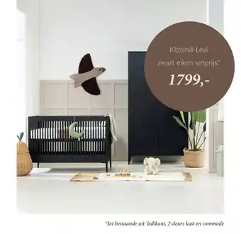 Babypark Kidsmill levi zwart eiken setprijs* aanbieding