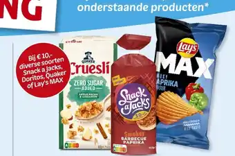 Hoogvliet Snack a Jacks, Doritos, Quaker of Lay's Max aanbieding